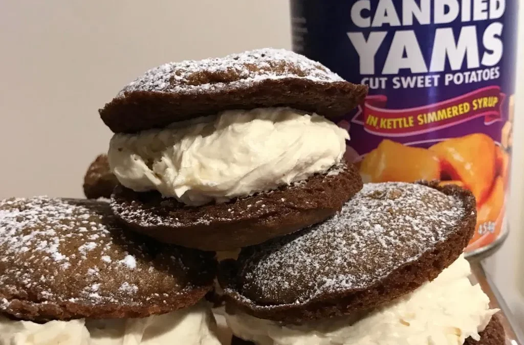 Candied Yams Whoopie Pies with Salted Caramel Buttercream Frosting