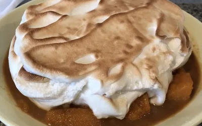 Caramel Sweet Potatoes with Marshmallow Meringue