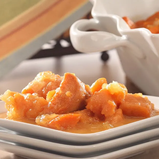Quick Yams in Apricot-Pineapple Splenda Glaze