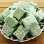 Shamrock Sweet Potato & White Chocolate Fudge on a plate