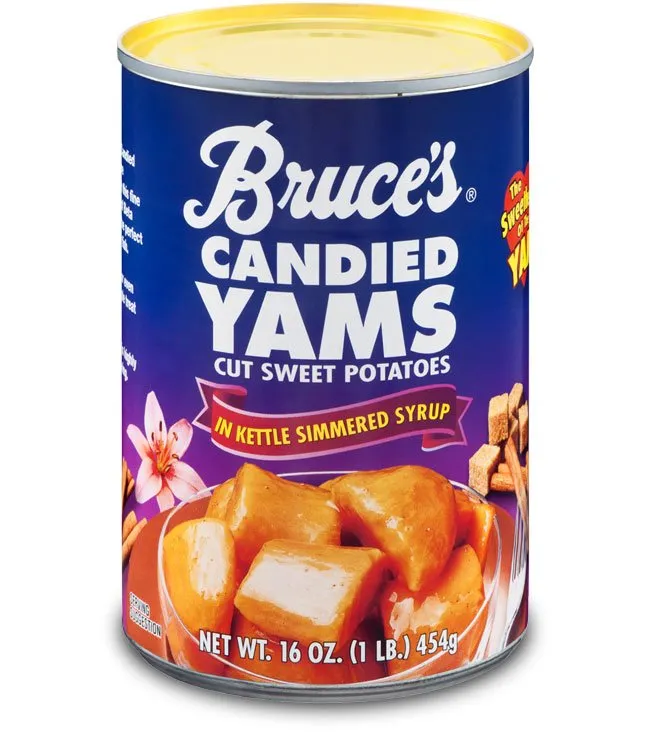 Can of Bruce's Yams Candied Yams in Kettle Simmered Syrup